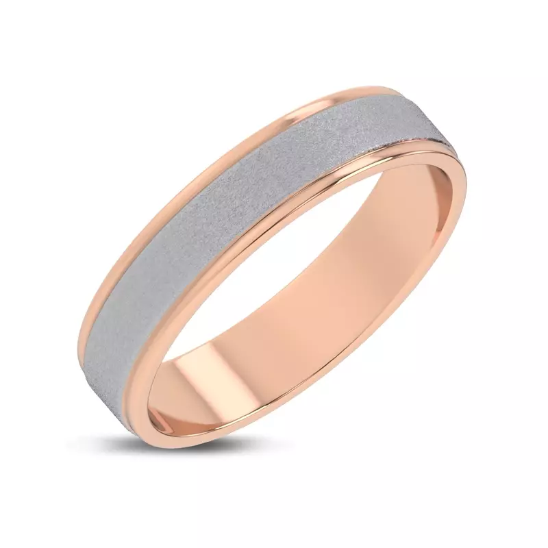 Rose Gold 14k & White Gold 14k Brushed Center High-Polish Edge Band (5mm)