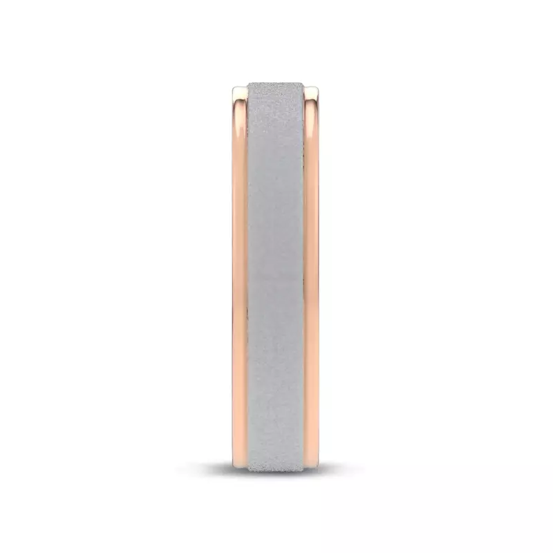 Rose Gold 14k & White Gold 14k Brushed Center High-Polish Edge Band (5mm)