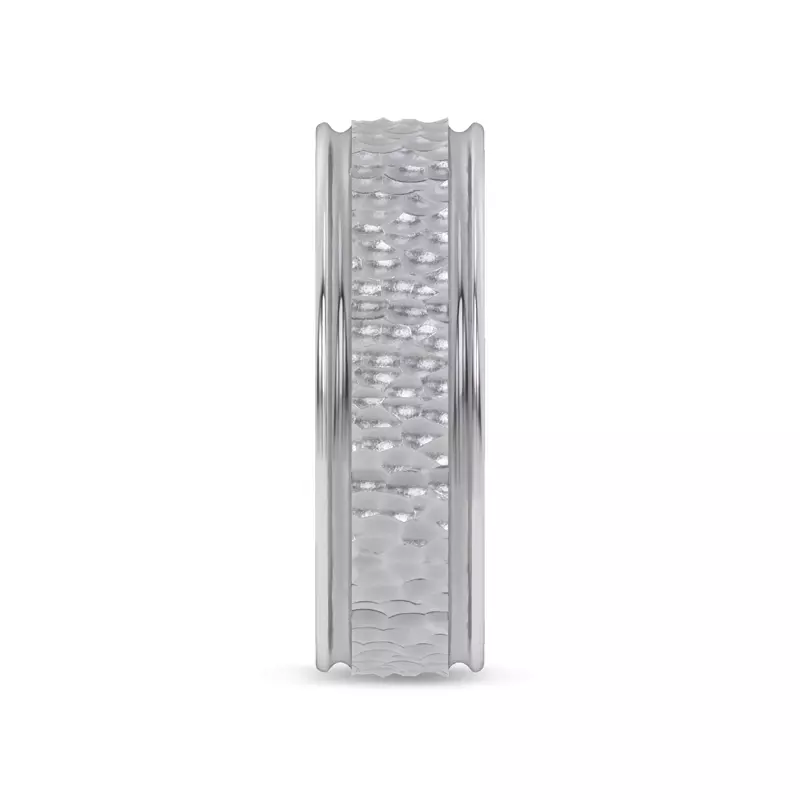 Platinum Brushed Hammered Center High-Polish Edge Band (7.1mm)