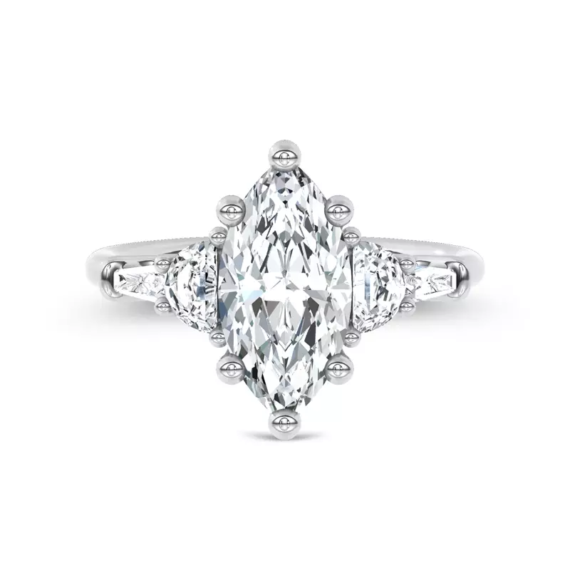 Lunare Half-Moon Lab Engagement Ring
