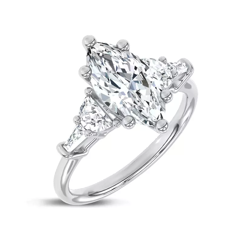 14K White Gold Lunare Half-Moon Lab Engagement Ring
