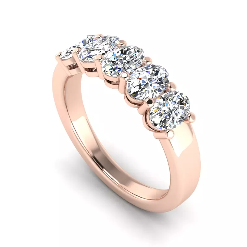 14K Rose Gold Briar 5 Stone Shared Prong Lab Anniversary Band