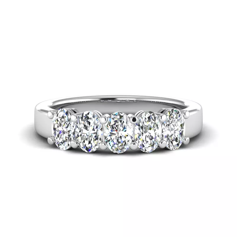 14K White Gold Briar 5 Stone Shared Prong Lab Anniversary Band
