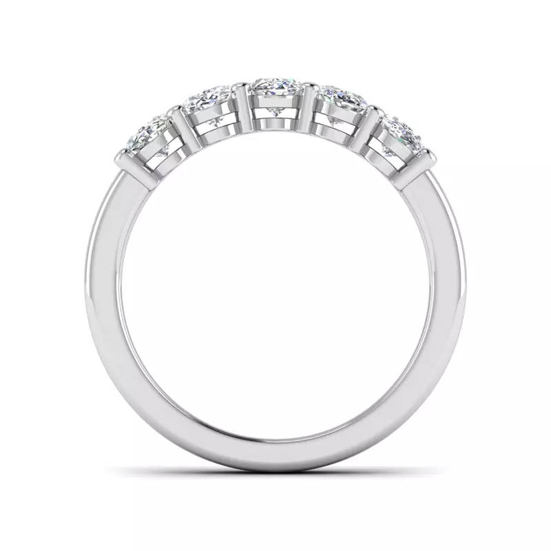 14K White Gold Briar 5 Stone Shared Prong Lab Anniversary Band