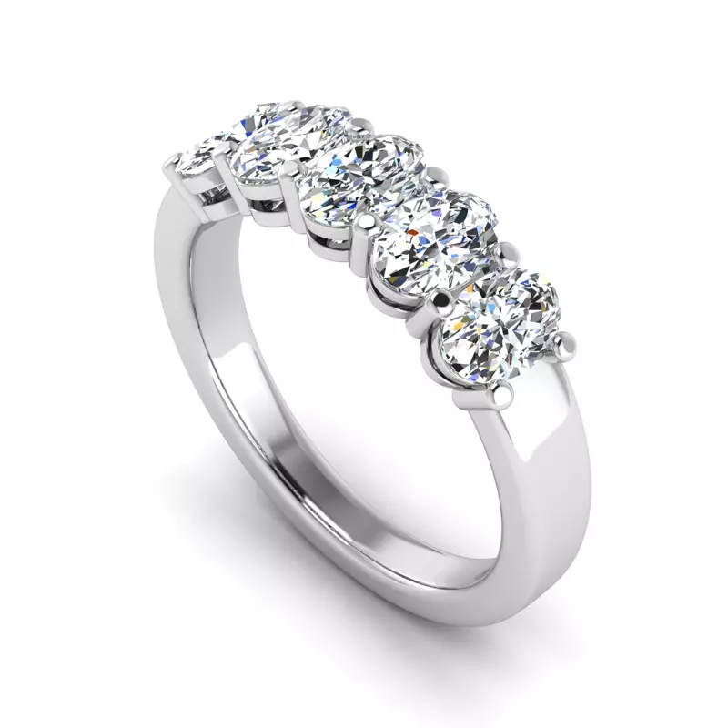 14K White Gold Briar 5 Stone Shared Prong Lab Anniversary Band