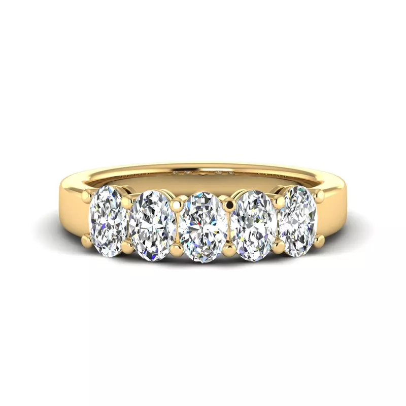 14K Yellow Gold Briar 5 Stone Shared Prong Lab Anniversary Band