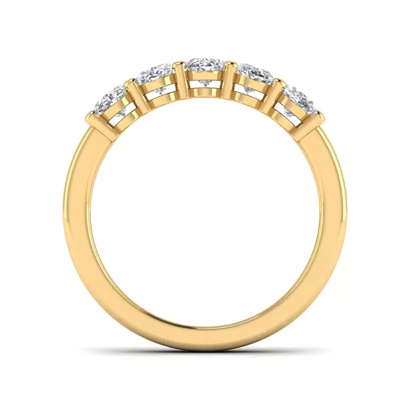 14K Yellow Gold Briar 5 Stone Shared Prong Lab Anniversary Band