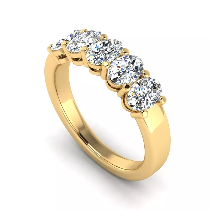 14K Yellow Gold Briar 5 Stone Shared Prong Lab Anniversary Band