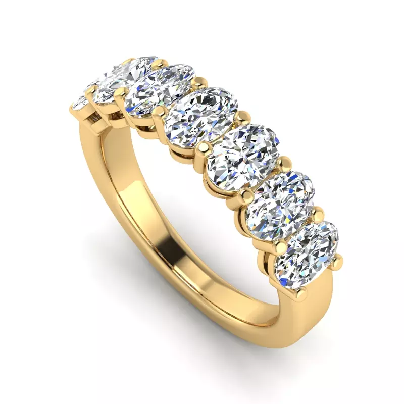 14K Yellow Gold Aurelia 7 Stone Shared Prong Lab Anniversary Band