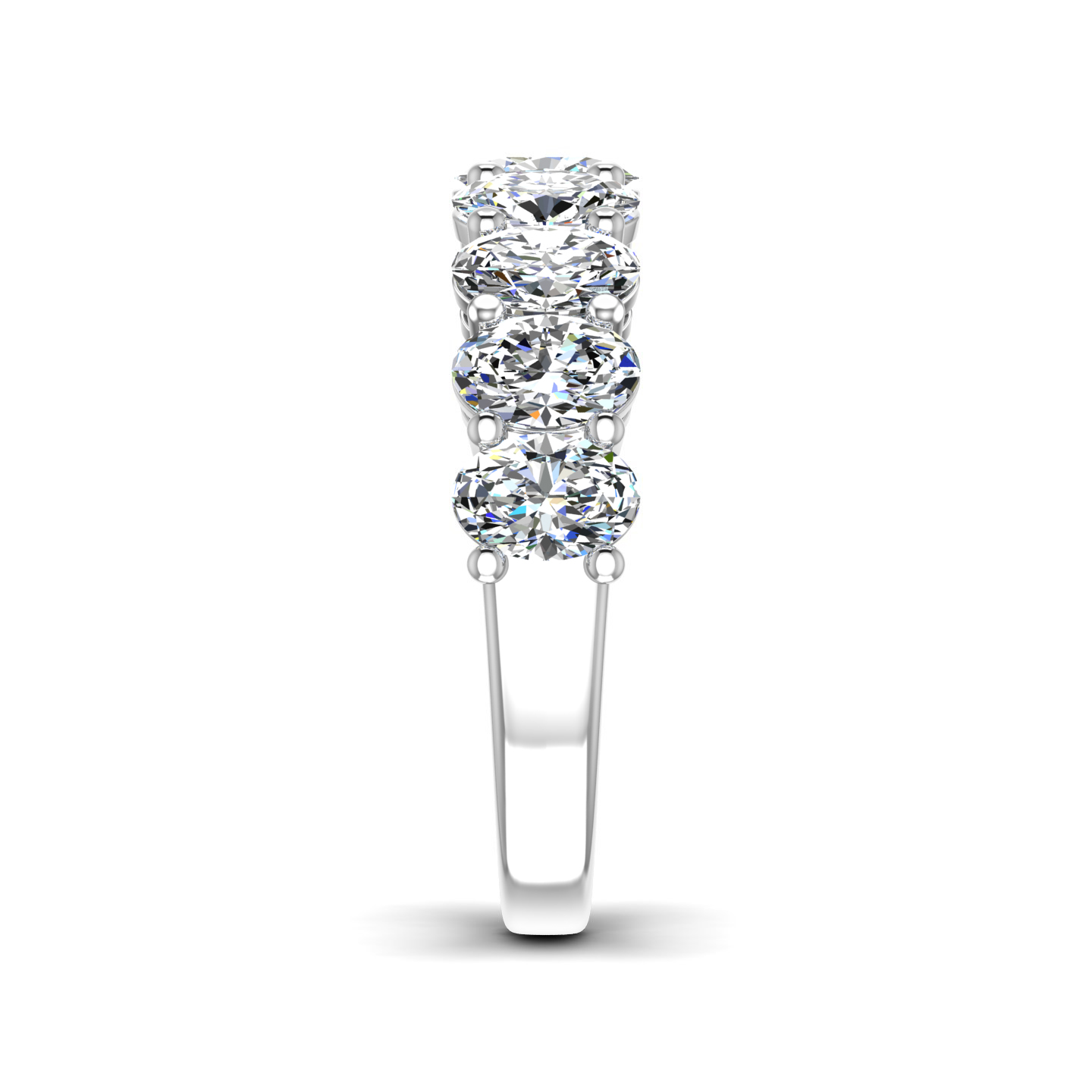 18K White Gold Leona 9 Stone Shared Prong Lab Anniversary Band