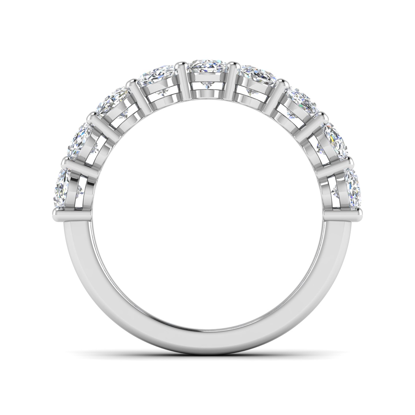 18K White Gold Leona 9 Stone Shared Prong Lab Anniversary Band