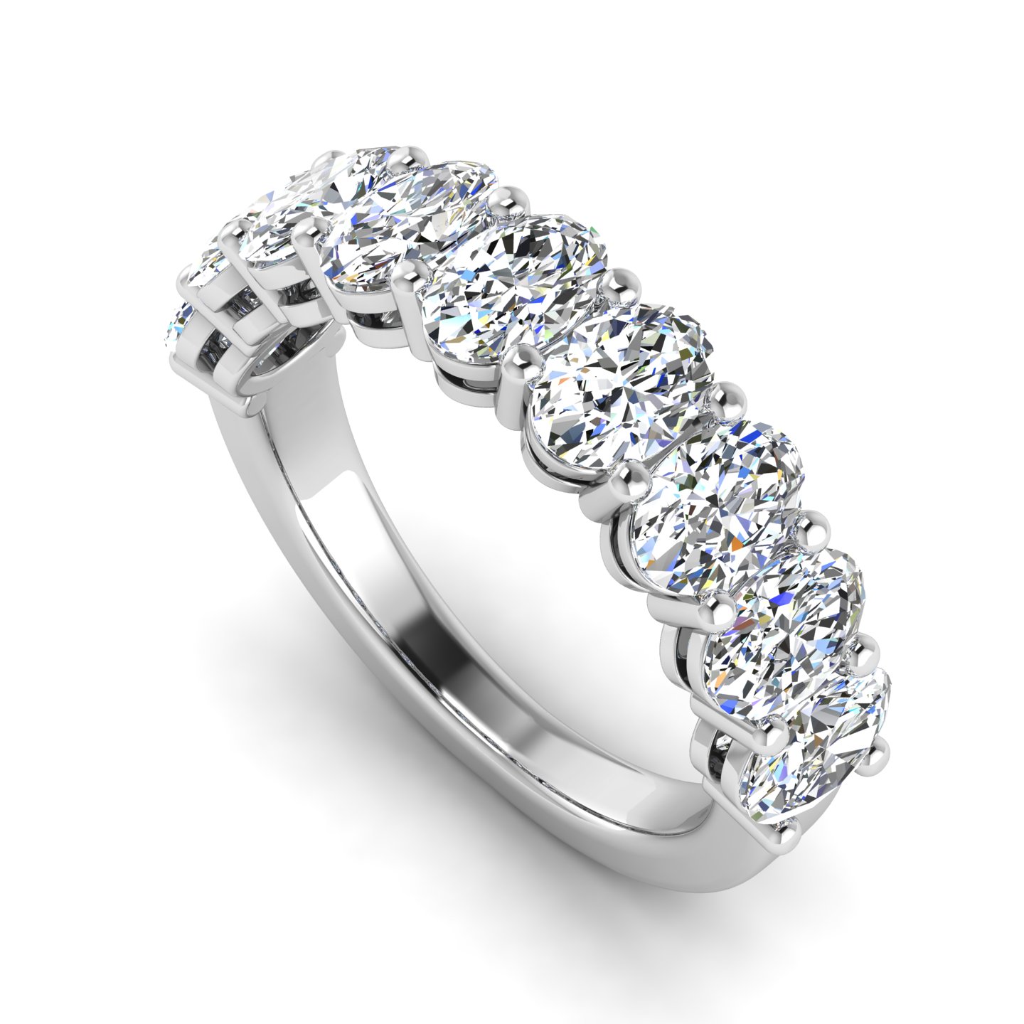 18K White Gold Leona 9 Stone Shared Prong Lab Anniversary Band