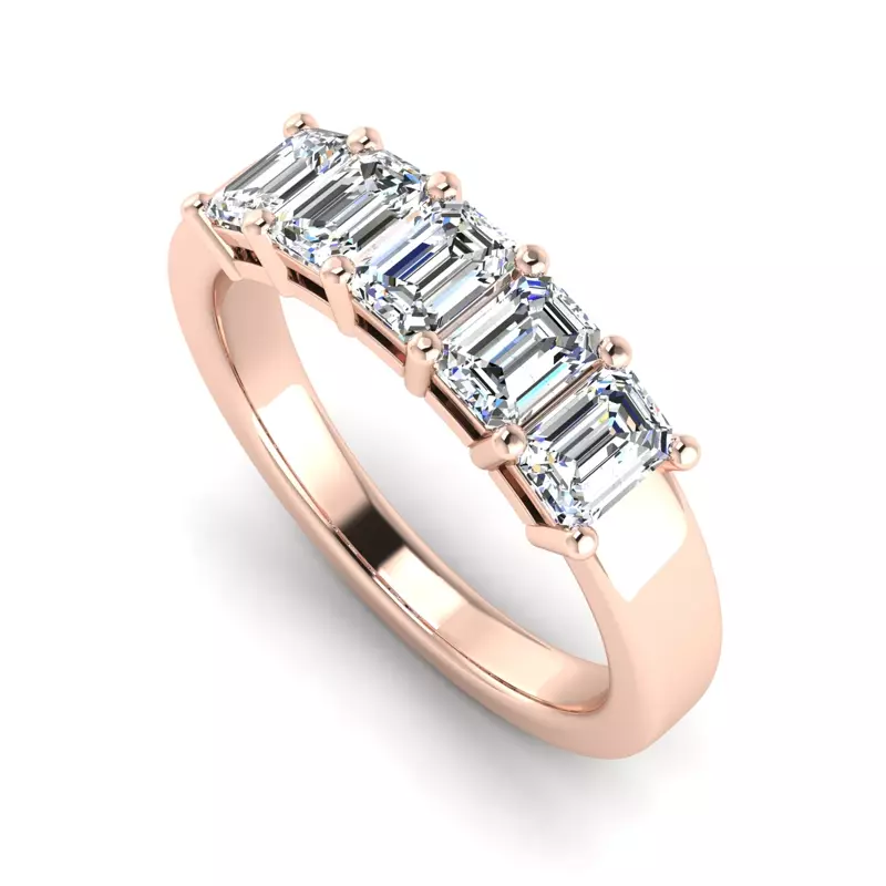 14K Rose Gold Macie 5 Stone Shared Prong Anniversary Band