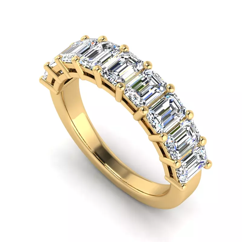 14K Yellow Gold April 9 Stone Shared Prong Anniversary Band