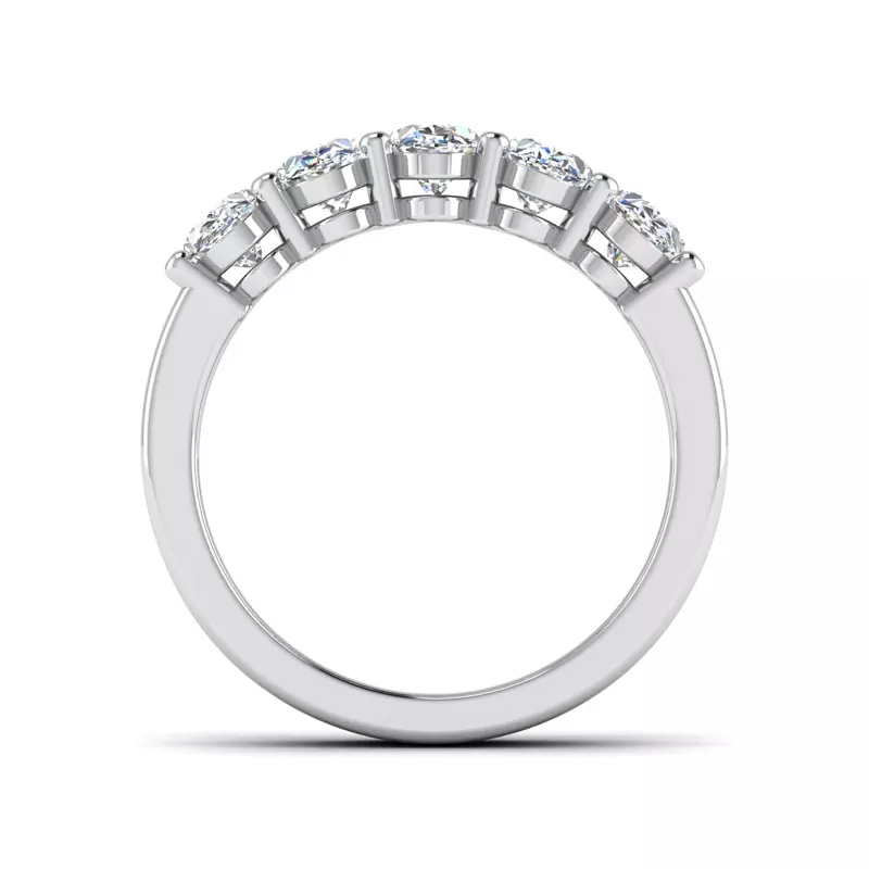 14K White Gold Aviana 5 Stone Shared Prong Lab Anniversary Band
