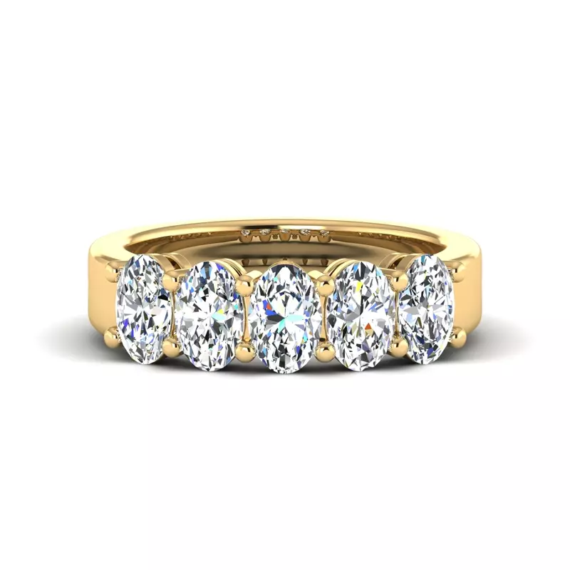 14K Yellow Gold Aviana 5 Stone Shared Prong Lab Anniversary Band