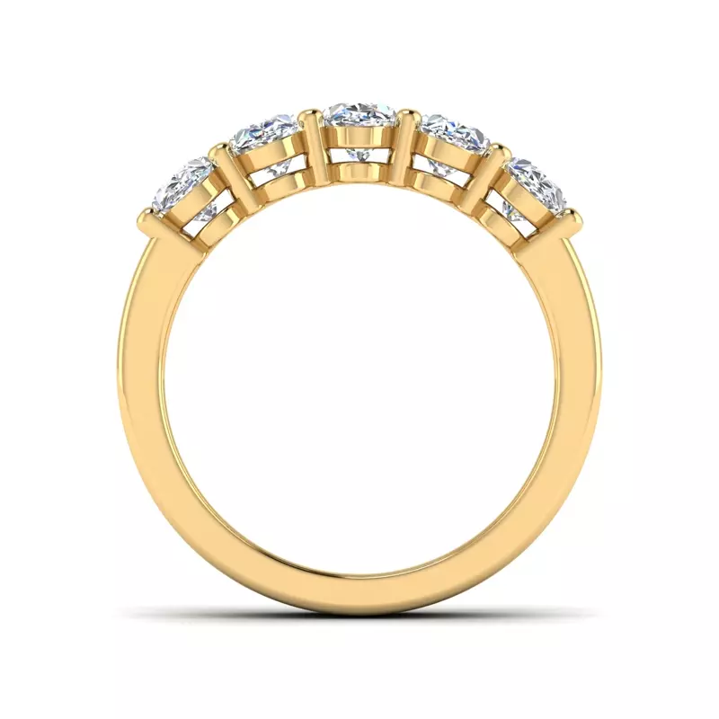 14K Yellow Gold Aviana 5 Stone Shared Prong Lab Anniversary Band