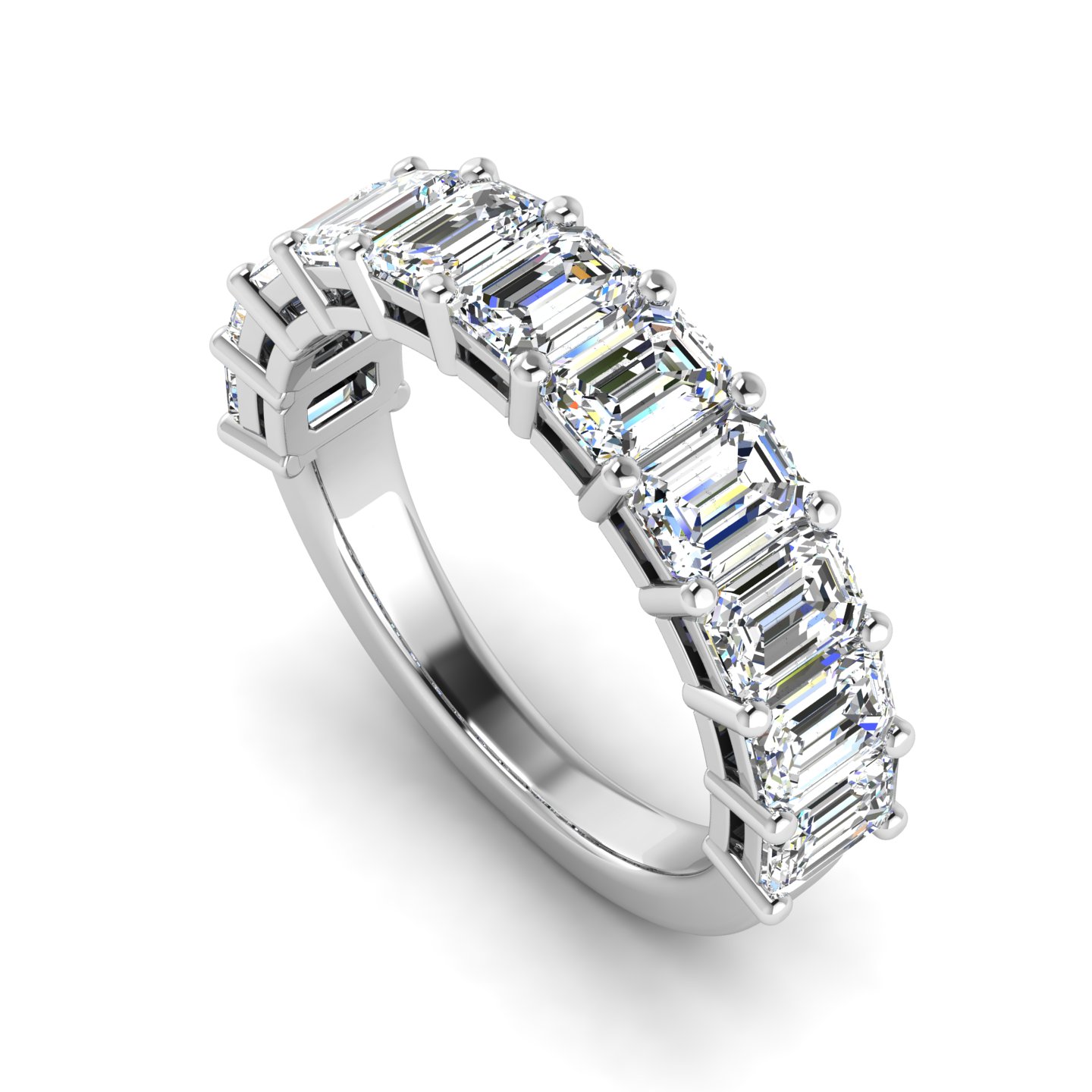 18K White Gold Monroe 11 Stone Shared Prong Lab Anniversary Band