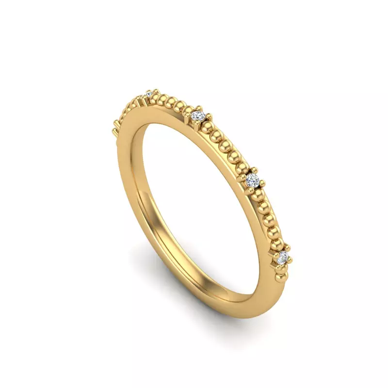 18K Yellow Gold Ruby Bubble Diamond Band