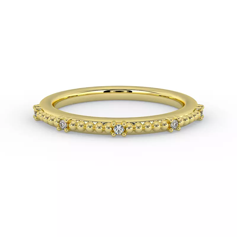 18K Yellow Gold Ruby Bubble Diamond Band
