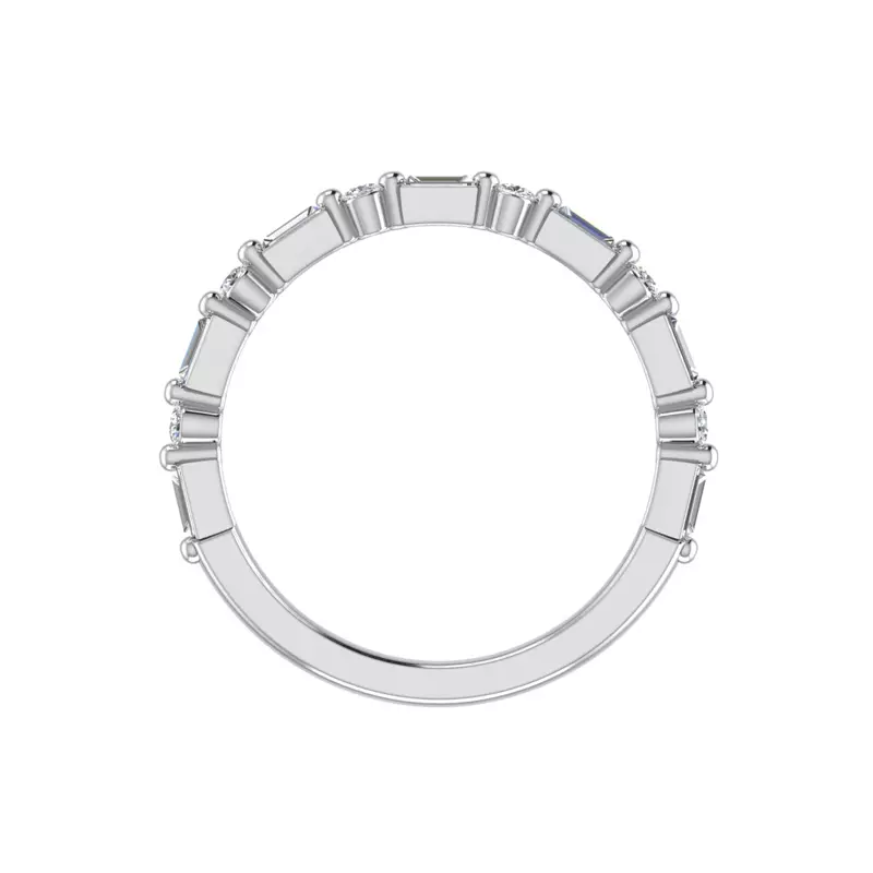 Platinum Orion Round And Baguette Diamond Band