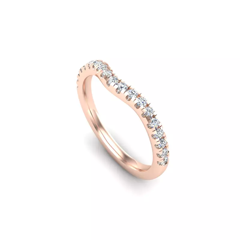 14K Rose Gold Rose Pave Band