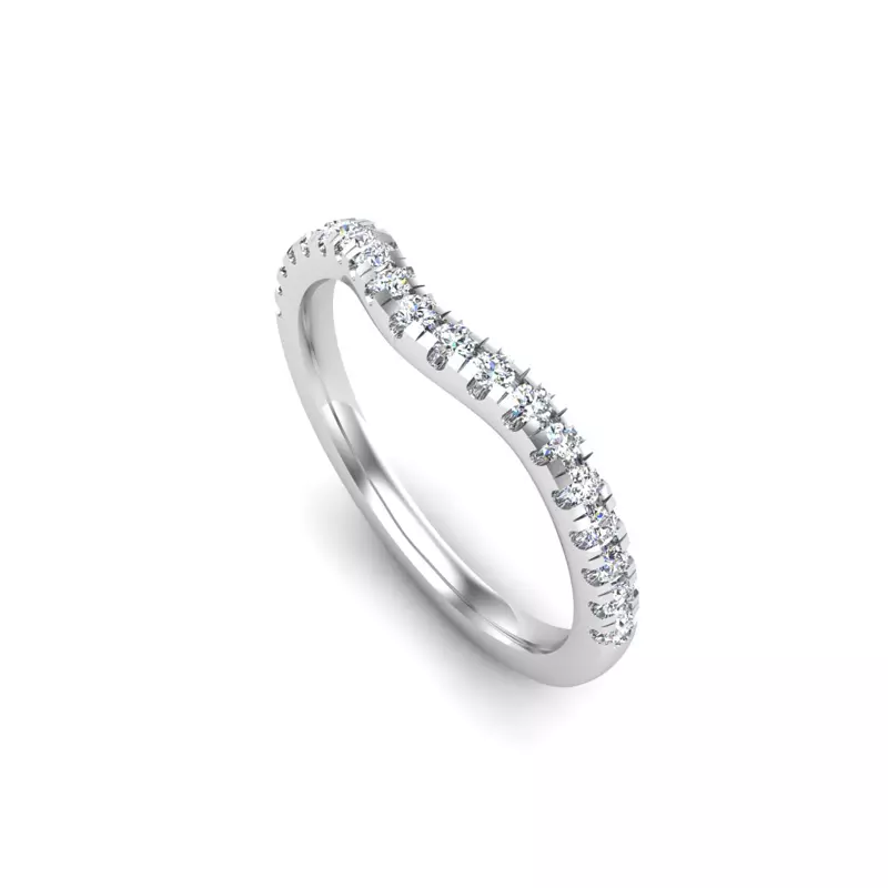 14K White Gold Mackenzie Curved Pave Band