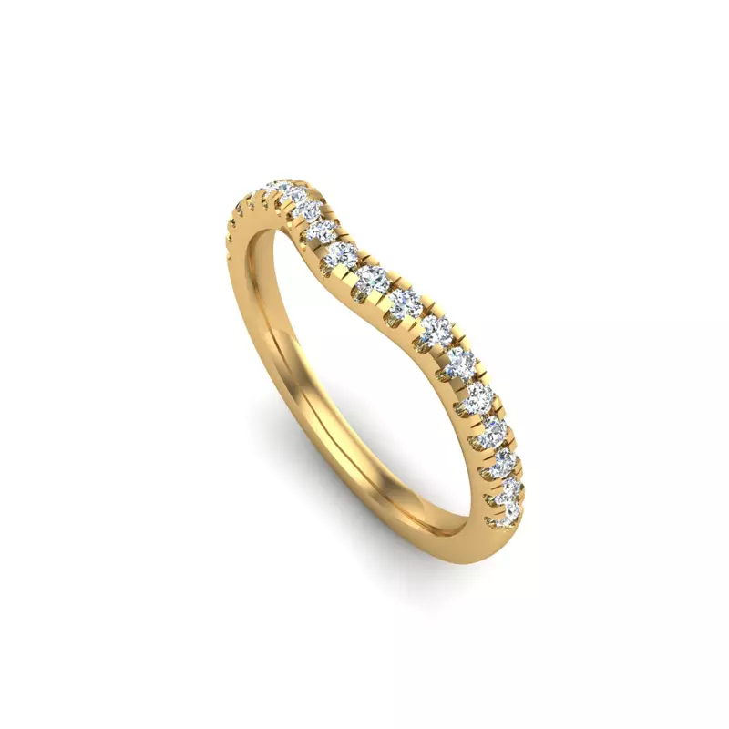 18K Yellow Gold Mackenzie Curved Pave Band