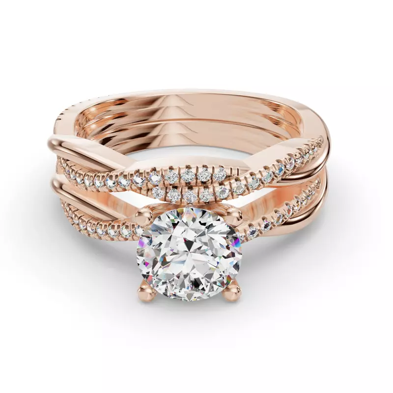 14K Rose Gold Emily Twisted Pave Band