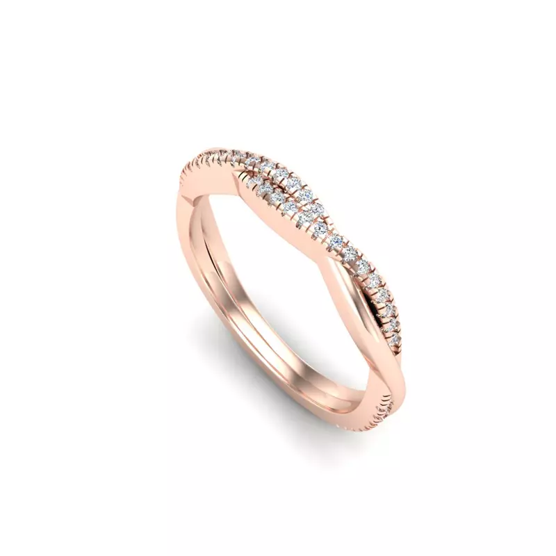 14K Rose Gold Emily Twisted Pave Band
