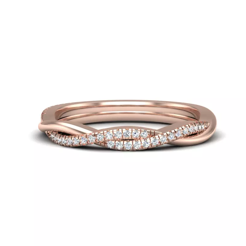 14K Rose Gold Emily Twisted Pave Band