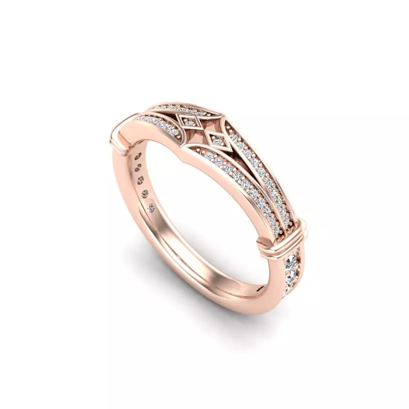 14K Rose Gold Georgia Art Deco Diamond Band