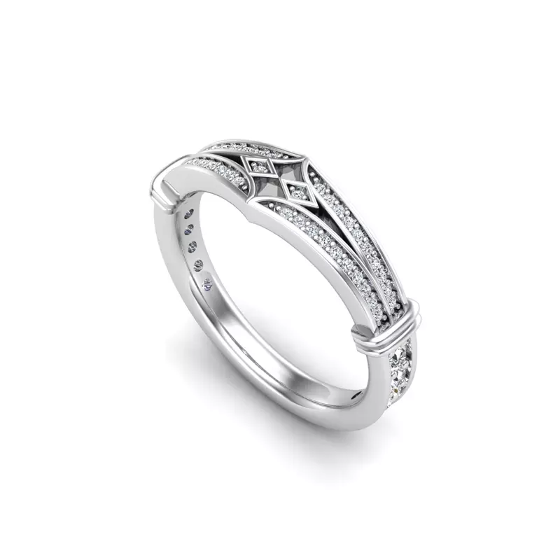 18K White Gold Georgia Art Deco Diamond Band