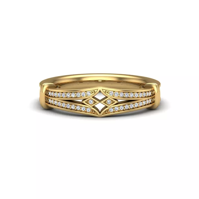 18K Yellow Gold Georgia Art Deco Diamond Band