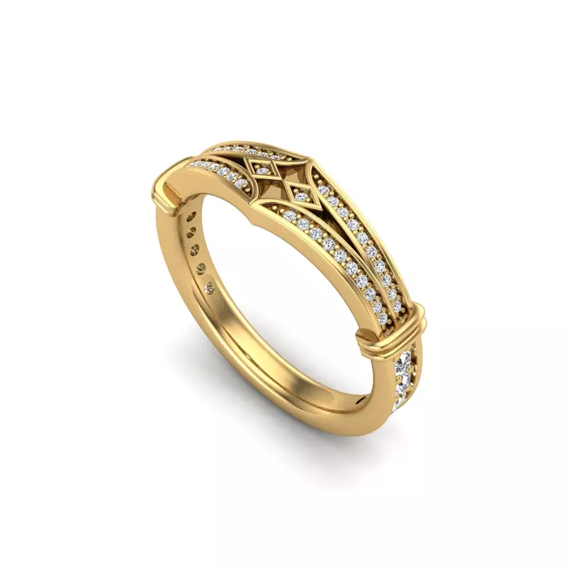 18K Yellow Gold Georgia Art Deco Diamond Band