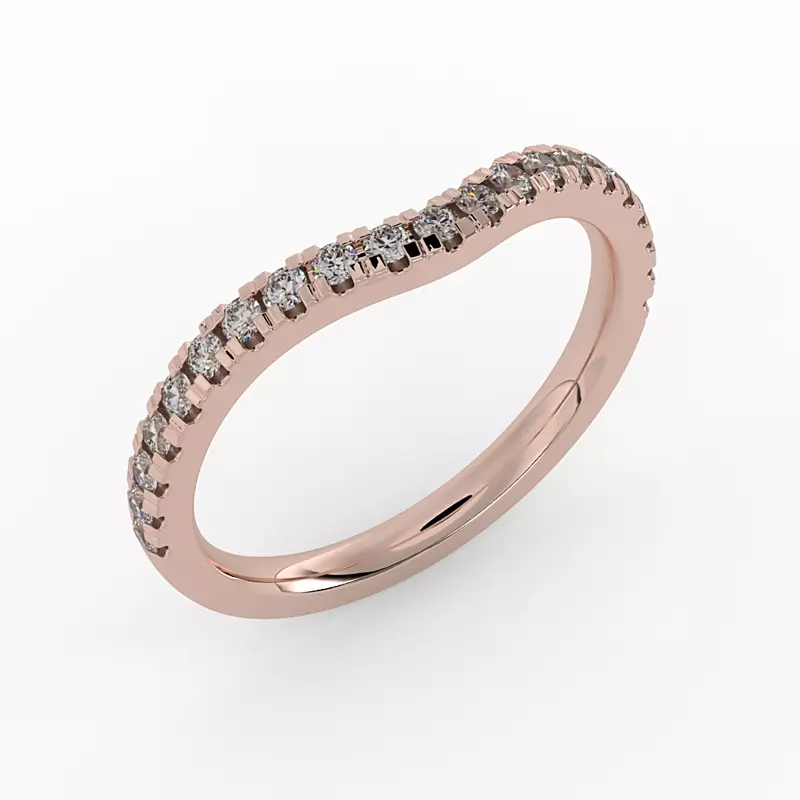 14K Rose Gold River Pave Band