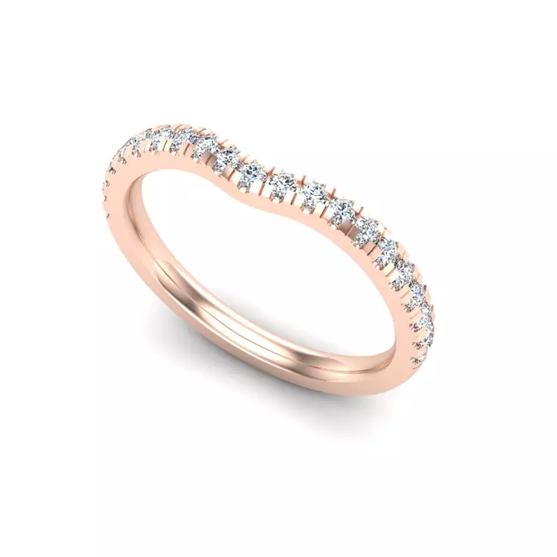 14K Rose Gold Daisy Curved Pavé Band
