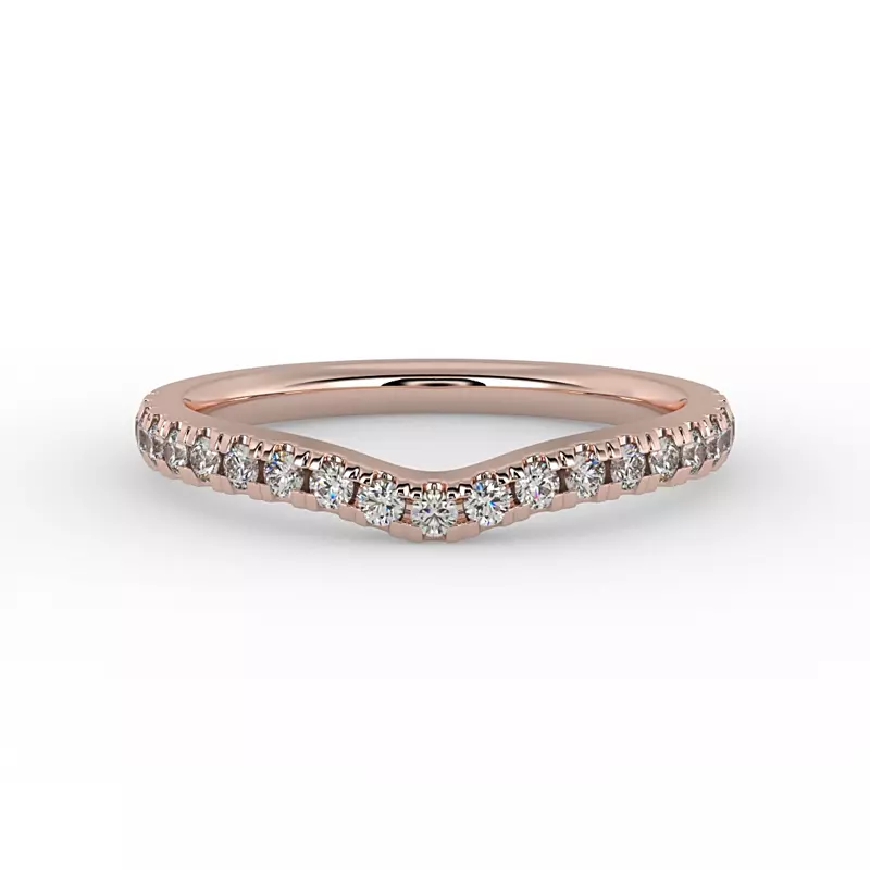 14K Rose Gold Daisy Curved Pavé Band
