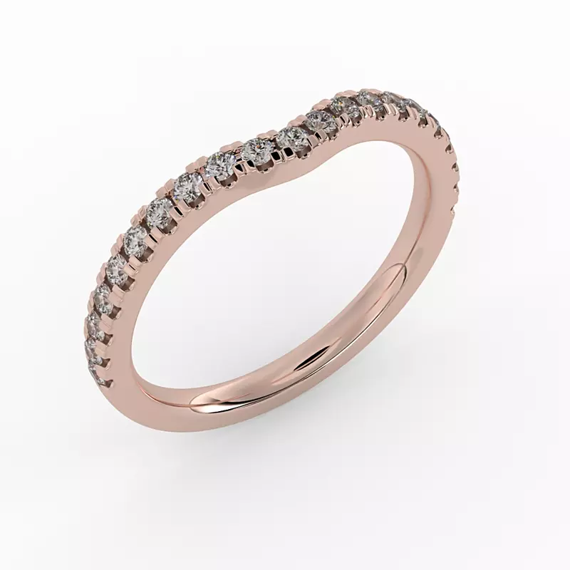 14K Rose Gold Daisy Curved Pavé Band
