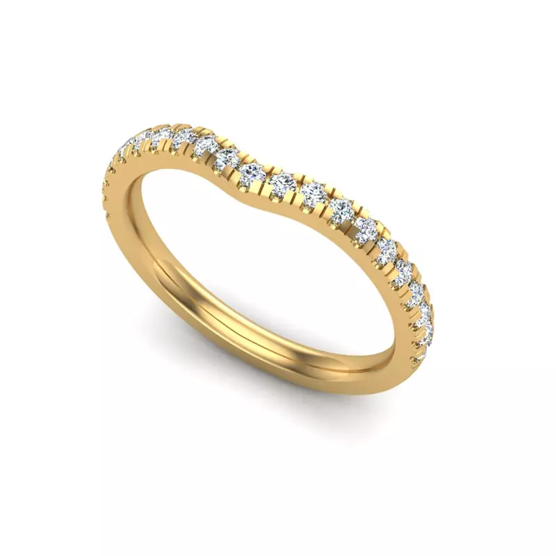 14K Yellow Gold Daisy Curved Pavé Band