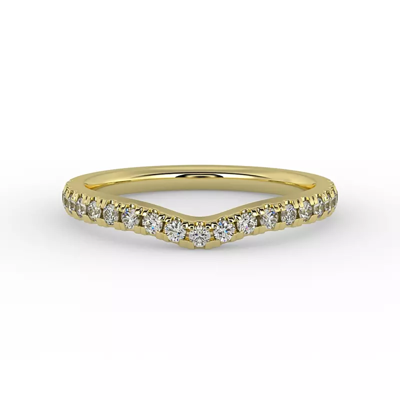 14K Yellow Gold Daisy Curved Pavé Band