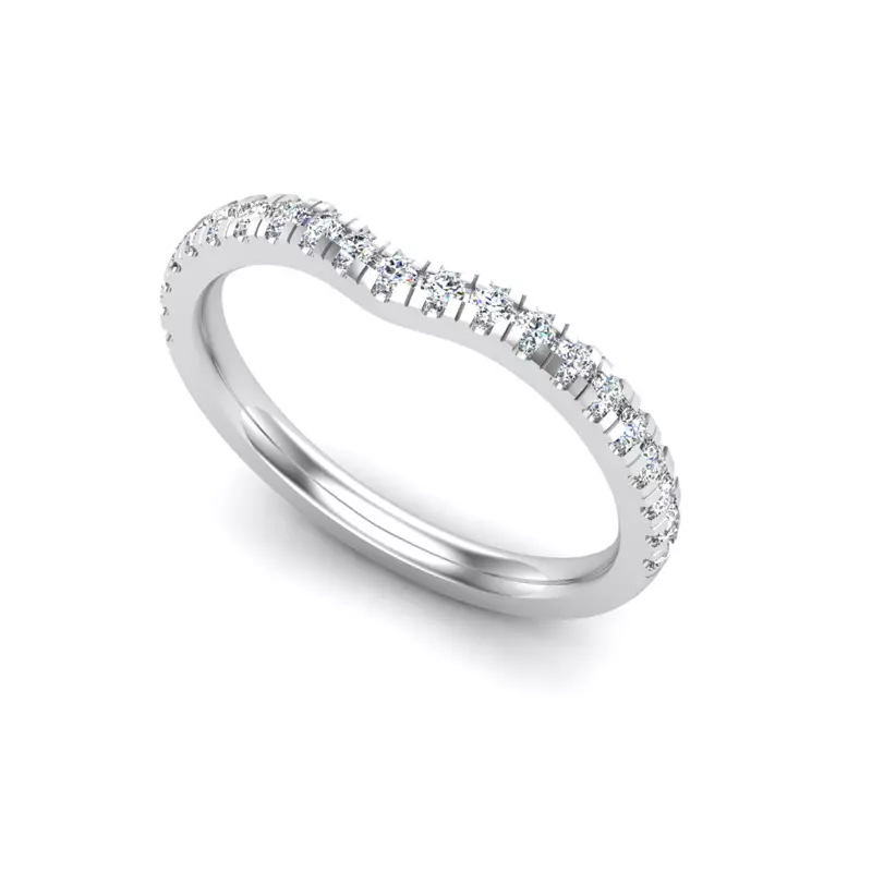 18K White Gold Daisy Curved Pavé Band