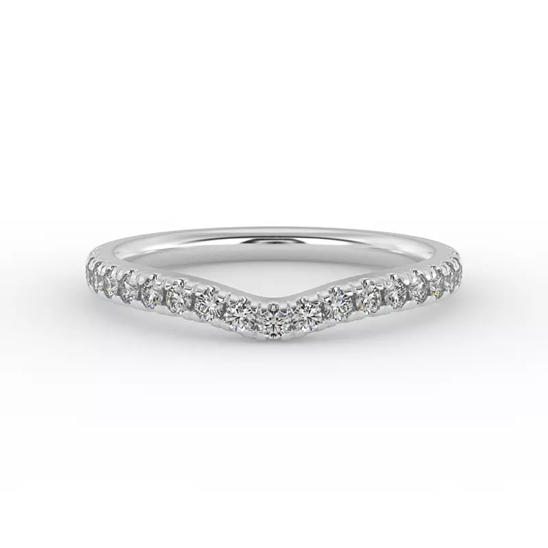 14K White Gold Olive Pave Band