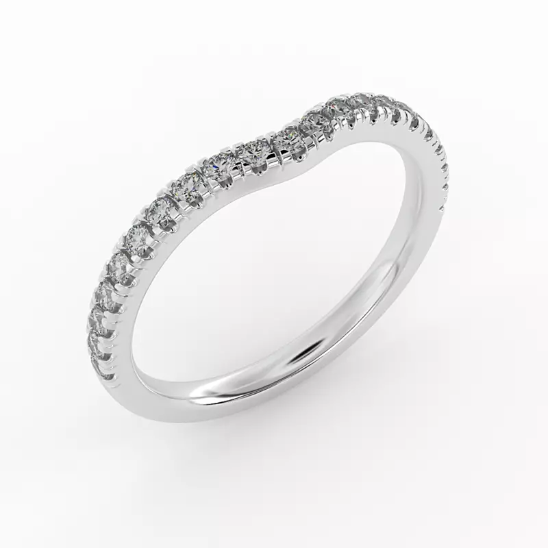 14K White Gold Olive Pave Band
