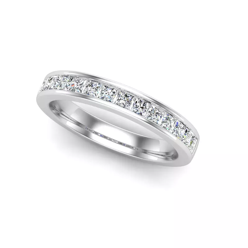 18K White Gold Noelle Channel-Set Princess-Cut Band