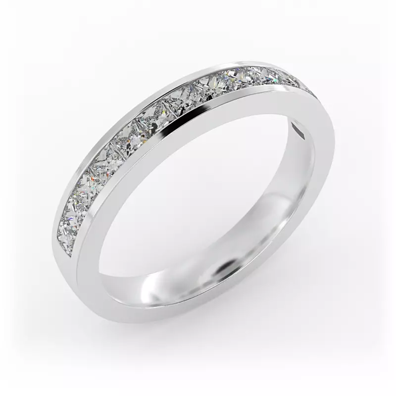 18K White Gold Noelle Channel-Set Princess-Cut Band