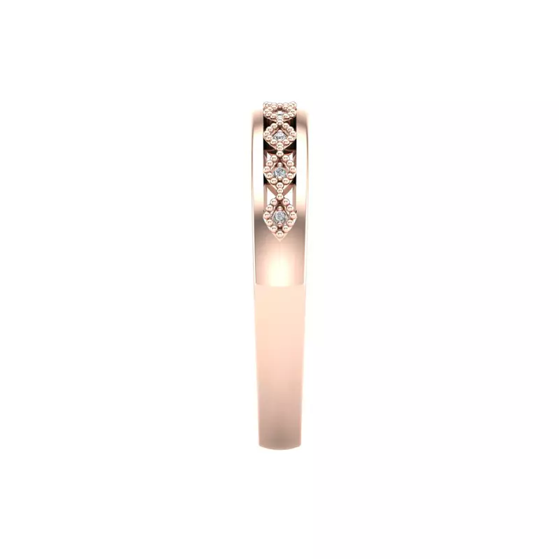 14K Rose Gold Meadow Pave And Milgrain Band