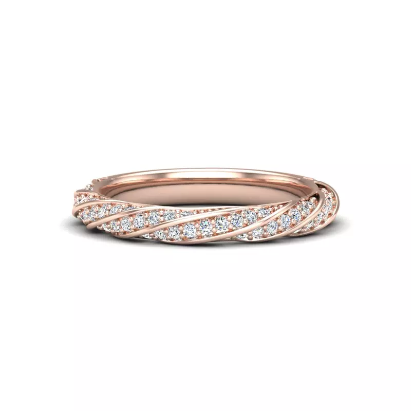 14K Rose Gold Rosa Spiral Pave Band