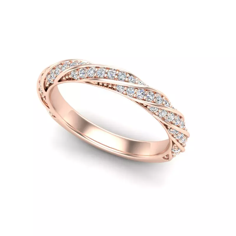 14K Rose Gold Rosa Spiral Pave Band