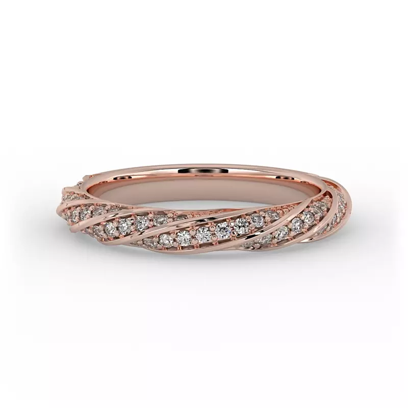 14K Rose Gold Rosa Spiral Pave Band
